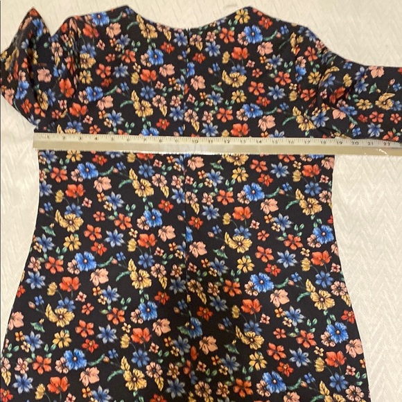 Anthropologie Black with Colourful Floral Short Sleeved Structured Mini Dress - Picture 7 of 12
